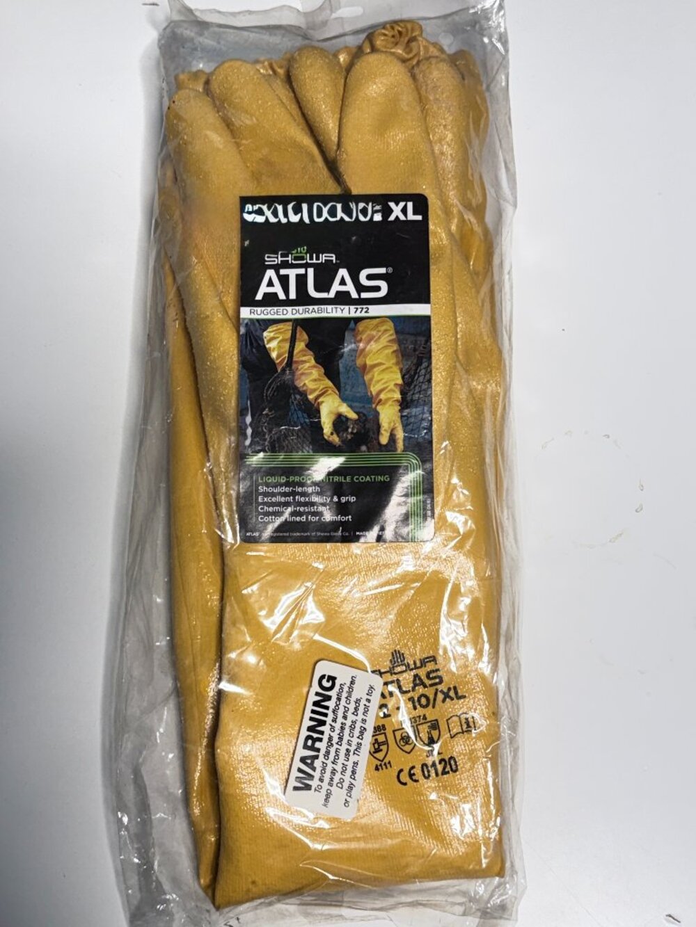 SHOWA ATLAS WG772 Chemical Resistant Nitrile Gloves 26in X-Large~~NEW